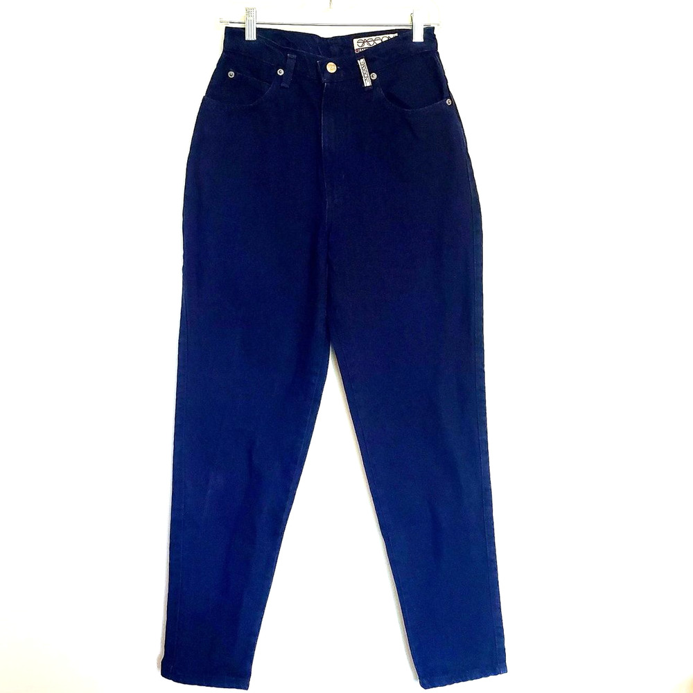 Sasson Vintage Ultra High Rise Dark Wash Jeans Waist 26" Inseam 30 Barrel Shape